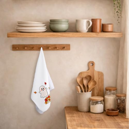 Autumn Ghost Fall Kitchen & Hand Towel, Waffle Weave, 16x24 Inch - Seasonal Decor