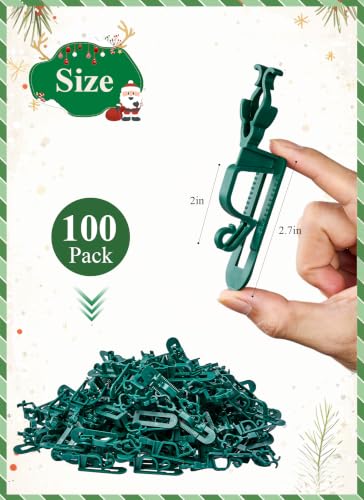 Green Christmas Light Clips for C7 C9 String Lights - 100 Pack