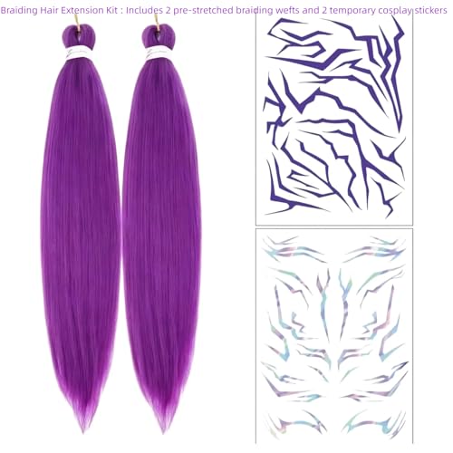 Purple Synthetic Braiding Hair Extensions for Cornrows & Cosplay - 26 Inch