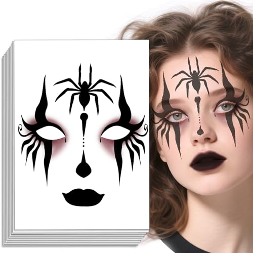 Halloween Spider Web Face Tattoo Sticker - Pattern-16, 8 Sheets for Cosplay & Party