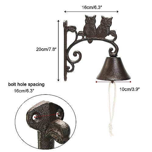 Heavy Duty Cast Iron Wall Bell - Retro Owl Hand Bell Wall Decor - Indoor Outdoor Garden Doorbell - Shape A