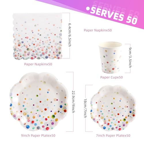 Colorful Birthday Plates and Napkins Set - Confetti Party Supplies for 50 Guests - Variation of THIS listing