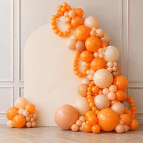Orange Linking Balloons - 6 Inch Latex Party Chain Set, 100pcs - Fall Link Balloons