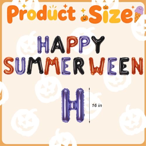 Summerween Balloons Banner - Tropical Beach Party Decorations, 16 Inch Letter Balloons