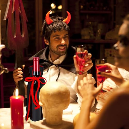 Vampire Halloween Wine Bottle Cover - 2pcs Dracula Party Decor, Ghost Festival Table Ornament