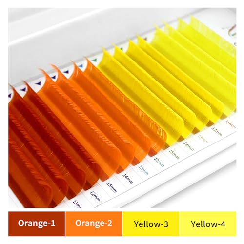 Colored Lash Extensions - 0.07 D Curl 12mm Yellow Gradient Cashmere Single Lashes for Salon Use