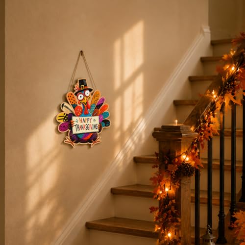 Thanksgiving Fall Decor Wooden Turkey Sign - Festive Home Wall & Door Decor