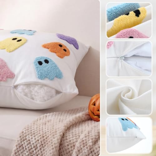 Pastel Halloween Ghost Pillow Covers 18x18 Set of 2 Decorative Cushion Cases