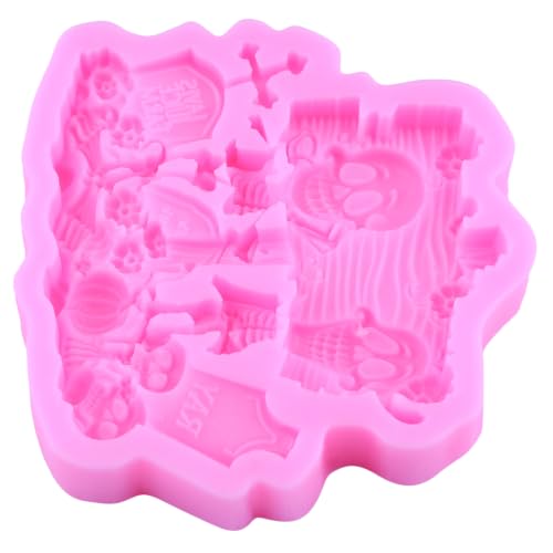 Halloween Skull Silicone Mold Graveyard Tombstone Fondant Mold - Style H