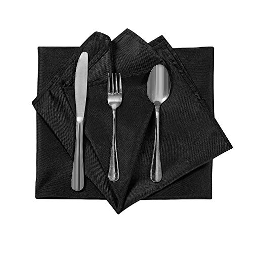 Black Cloth Napkins 20x20 Inch - 100 Pack, Washable Polyester Dinner Table Linens - Wedding & Party Decor