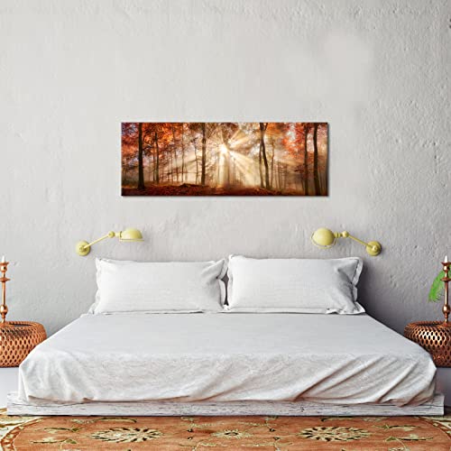 Autumn Forest Canvas Wall Art - Fall Landscape Nature Scene for Living Room