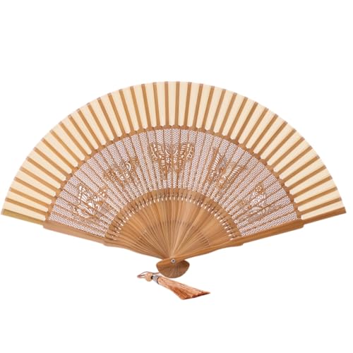 Hand Fan for Vintage Japanese Bamboo Silk - Butterfly / Medium - Elegant Dance & Wedding Accessory