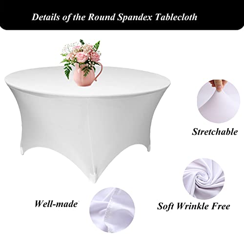 White 60 Inch Round Spandex Tablecloth - Fitted Wedding & Party Cover