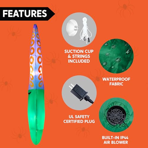 Halloween Inflatable Octopus Tentacle Decor with LED Lights for Yard & Window