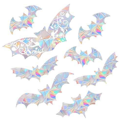 Big Bats Halloween Bat Window Stickers - Bird Collision Deterrent & Decor Set of 15