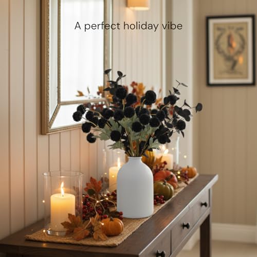 Black Artificial Flowers & Eucalyptus Stems for Halloween Decor - Variation of THIS listing