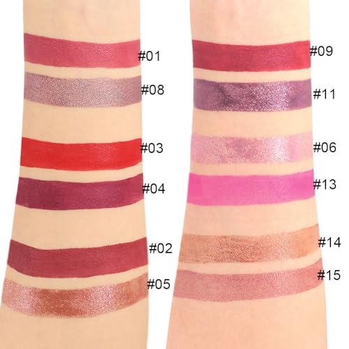 Long Lasting Glitter Lipstick Set - 12 Bright Red & Sparkle Matte Lip Gloss