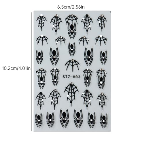 Halloween Nail Stickers - Black Spider Web with Rhinestones - Variation of THIS listing