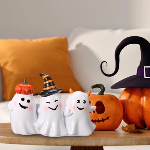 Halloween Ghost Figurine Set - Resin Spooky Decor for Fall, 5.9 Inch