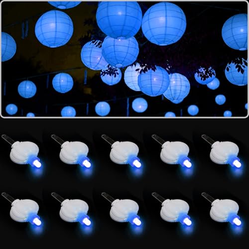 Blue Paper Lantern String Lights - Battery Operated 10pcs Hanging Decor