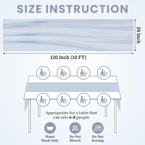 10ft Chiffon Table Runner Set - Dusty Blue 5 Pcs Romantic Wedding Decor