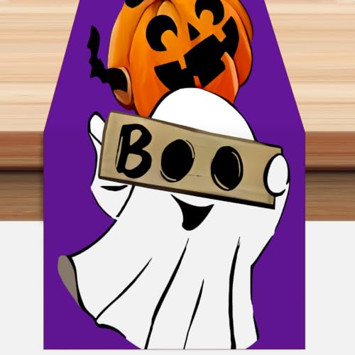 Halloween Table Runner 13x72 Inch Black Cat Boo Pumpkin Decor