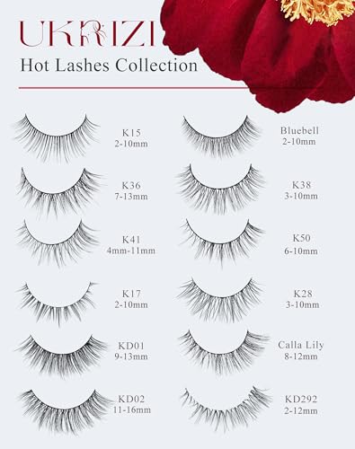 False Lashes Natural Wispy Calla Lily 12mm Pack of 10 Pairs - Ukrizi