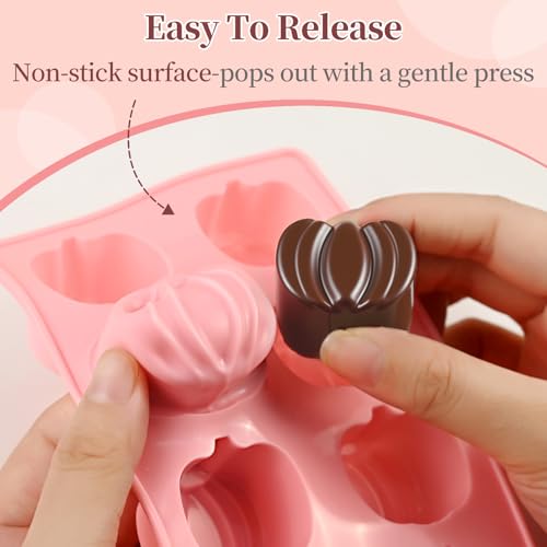 Pink Blue Pumpkin Silicone Mold for Halloween & Fall Chocolate Candy Baking - 2 PCS