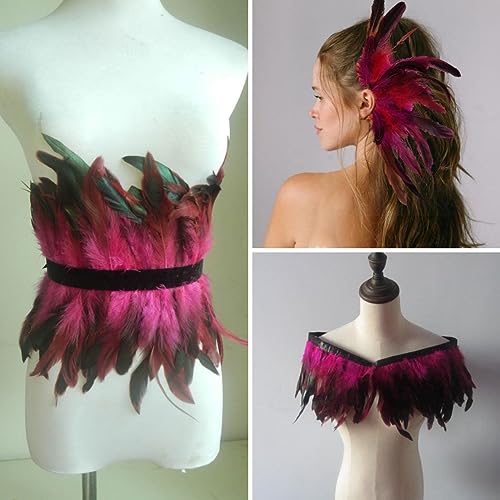 Hot Pink Rooster Feather Trim for Shawl Cape - 2 Yards, 5-7 Inch Variation of THIS Listing