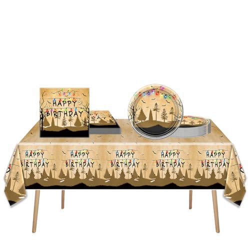 Retro Spooky Forest Party Dinnerware Set for 20 - Plates Napkins & Tablecloth