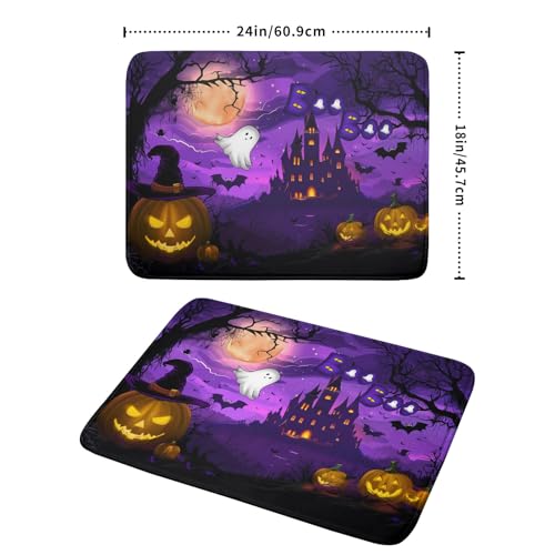 Halloween 18x24 Inch Pumpkin Lantern Ghost Bat Castle Microfiber Dish Drying Mat