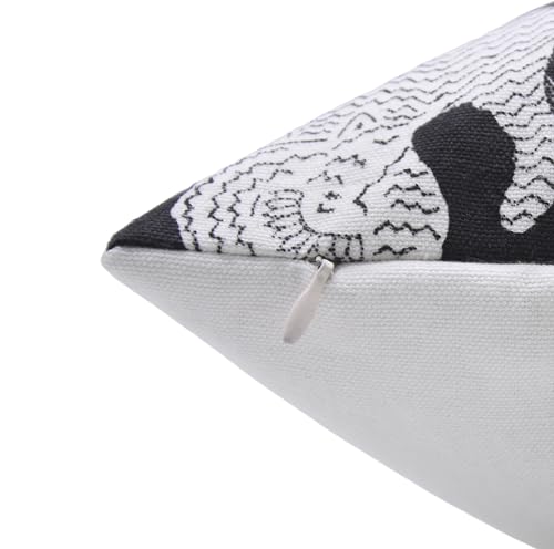 22x22 Black Cotton Throw Pillow Cover - Handmade Block Print Cushion Case for Sofa Bed
