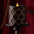 Flickering Flameless LED Candle with Timer - Black Gothic Pillar Light