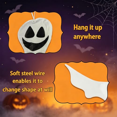 Halloween Hanging Ghost Decorations 2 Pack - Bendable Outdoor Yard Tree Wraps