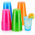 Glow-in-the-Dark Neon Plastic Cups 12 oz - 40 Pack for Parties