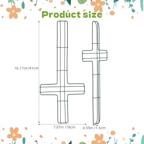 16 Inch DIY Iron Cross Wreath Frame for Crafts and Decorations