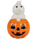 Halloween Ghost Jack O’Lantern Cookie Jar - Fall Ceramic Decor & Kitchen Storage - Ghost Variation