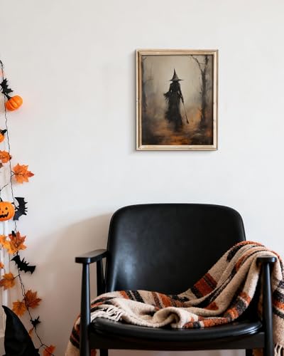 Halloween Witch Wall Art - Rustic Gothic Canvas Print, Unframed, 8x10 - Variation: Witch 10"L x 8"W