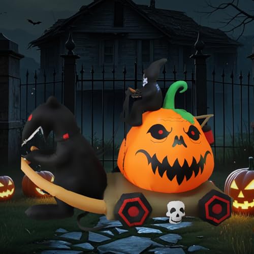 Inflatable Pumpkin Carriage Halloween Yard Decor with LED Lights 9FT Outdoor