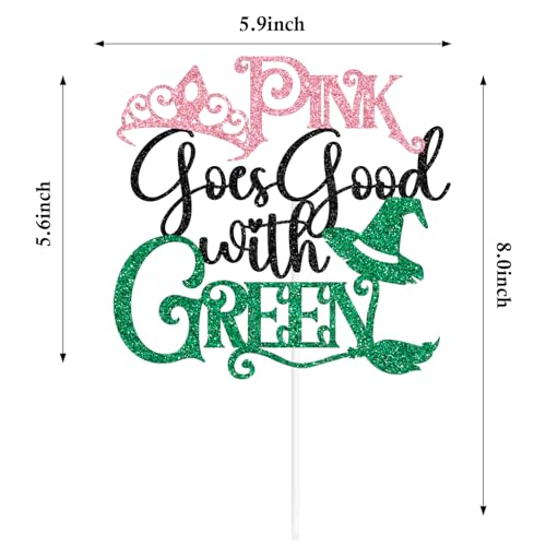Magical Witch Princess Cake Topper for Birthday Party Decorations - Pink and Green