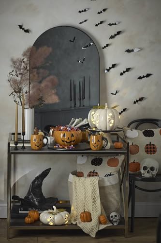 Halloween Pumpkin Mug Set - 4 Porcelain Figural Mugs, 20oz, Spooky Halloween Decor