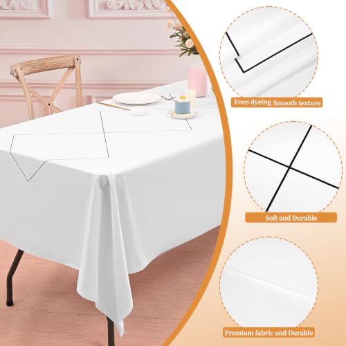 White Geometric Rhombus Pattern Table Cloth for 6ft Rectangular Table - 60x102 Inch - Variation of Rhombus / 102" x 60"