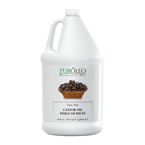 PUROLEO Castor Oil 64 Fl Oz/1900 ML (Packed In Canada) 100% Pure and Natural Hair, Lash, Beard, Eyelashes & Eyebrow Oil Black castor oil for brow lashes, Make eyelash serum, hair serum for dry hair