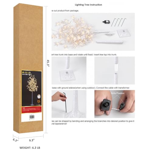 6FT LED Lighted Maple Tree with Remote Control - Artificial Decor for Indoor & Outdoor Use