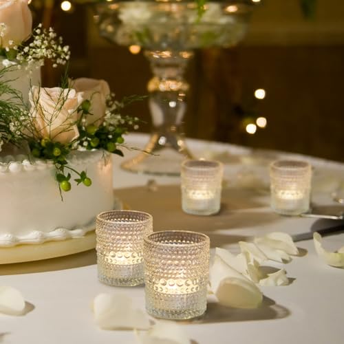 Clear Votive Candle Holders Set 24 PCS Hobnail Glass Tealight Holders - Spring & Wedding Decor Variation of THIS listing