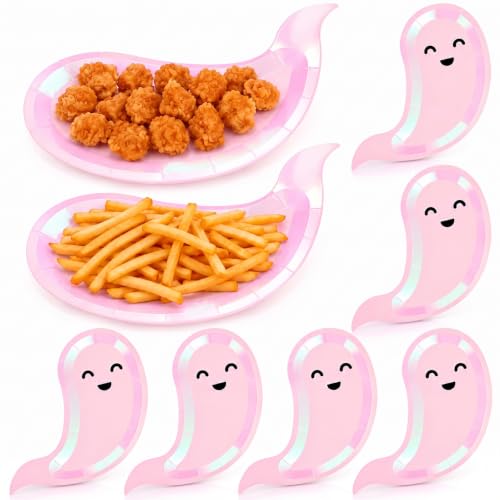 Ghost-Shaped Disposable Paper Plates for Halloween Party - 40 Pack
