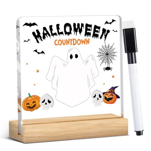 Halloween Countdown Acrylic Sign with Stand - Ghost Pumpkin Spider 4x4 Inch Holiday Decor - Variation of THIS listing