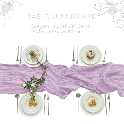 Lilac Cheesecloth Table Runner 10FT Pack for Wedding Birthday Home Decor