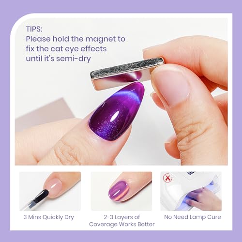 Cat Eye Nail Polish Set - Fruit Variation, Quick Dry Magnetic Nail Lacquer
