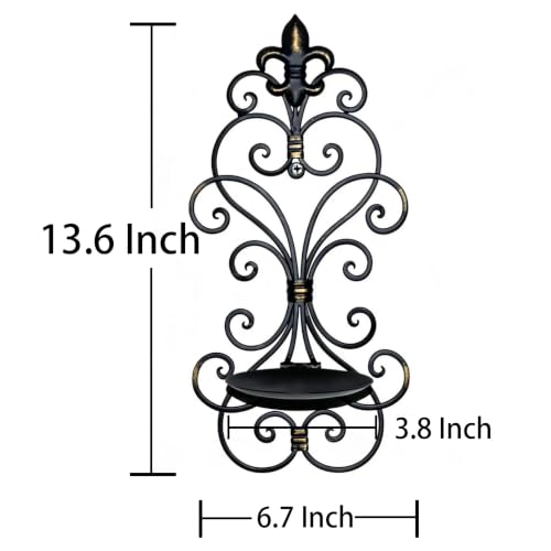 Antique Black Metal Wall Candle Sconce Holder Set of 2 for Living Room & Decor
